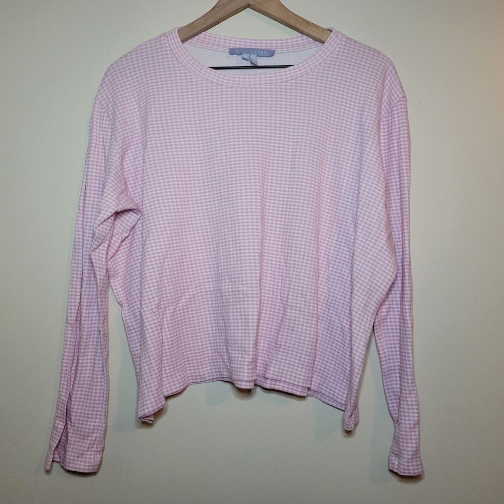 Hill House pink gingham pajama set, sz m - Picture 2 of 8